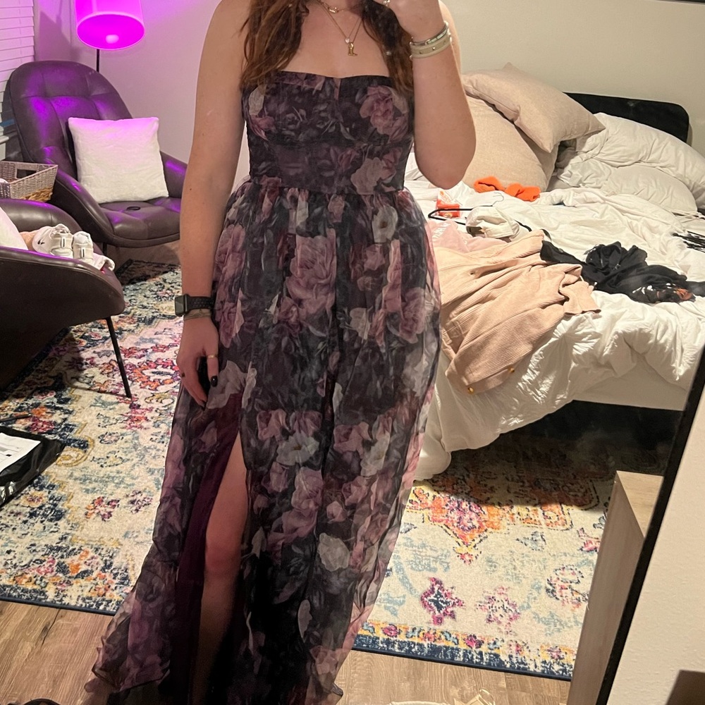 Lulu’s strapless long floral gown, never worn